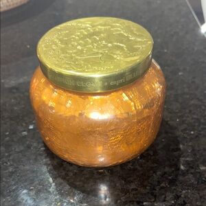 Capri Blue Orange Glass Candle with Gold Lid Pumpkin Clove Empty Jar